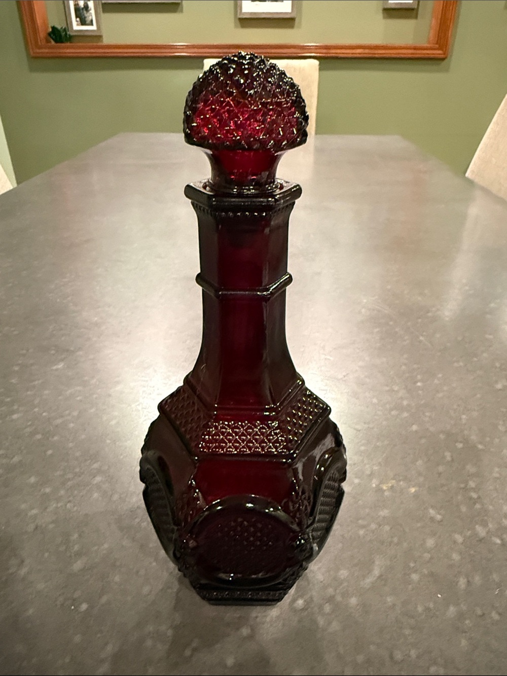 Avon Cape Cod Vintage Ruby Red Glass Decanter with Stopper